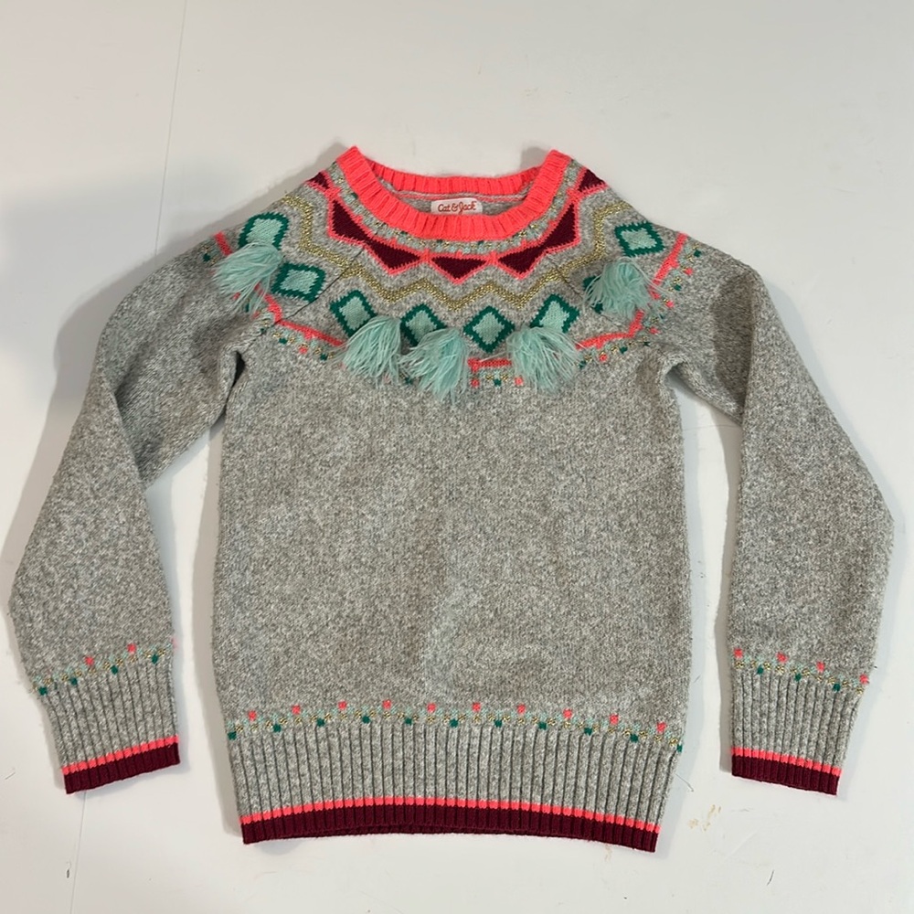 Cat & Jack festive holiday winter sweater girls size medium size 7/8